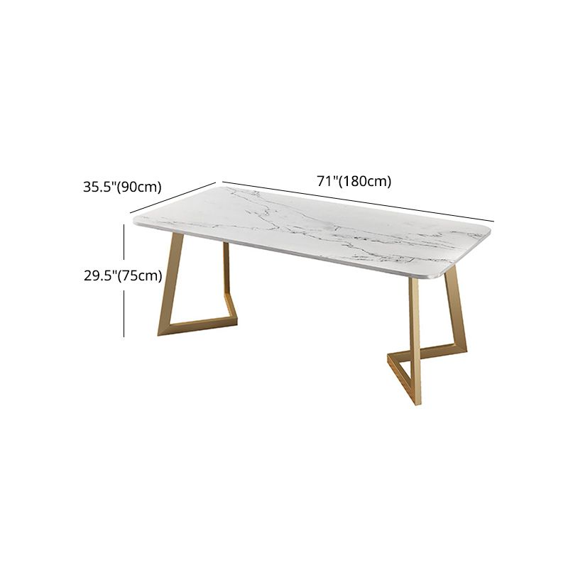 Glam 1/2/4/5 Pieces Iron Dinette Set with Sintered Stone Top Rectangle Dining Table Set