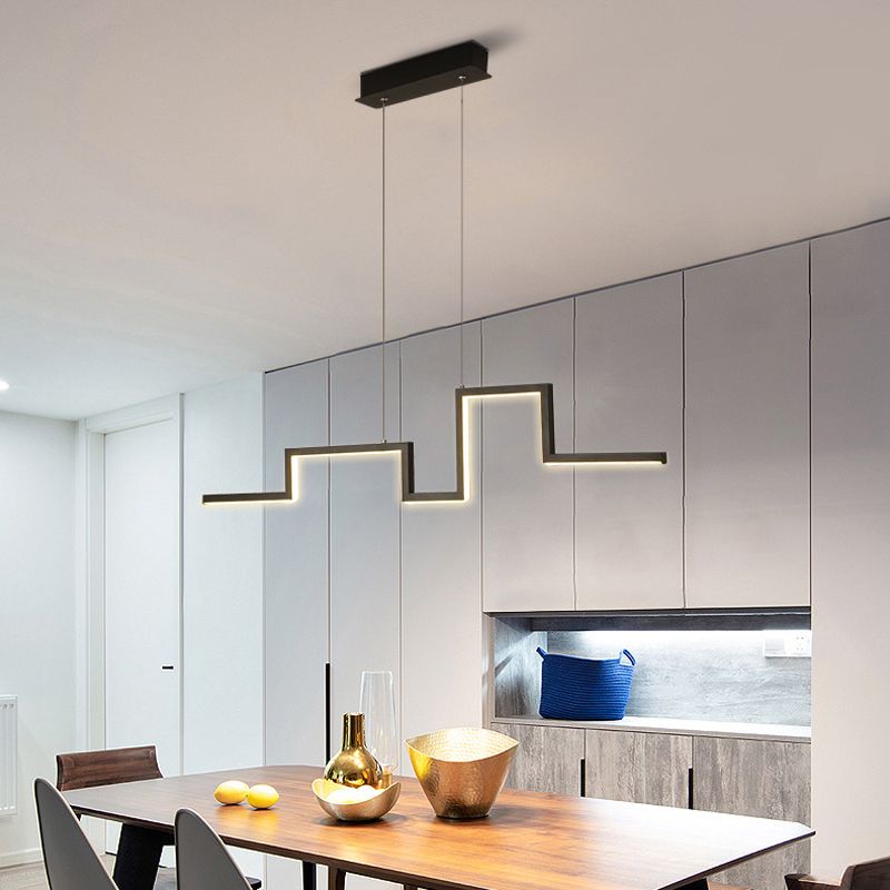 31,5 "/39" W Linear Kitchen Island Lighting Metal Minimalistic LED sospeso a LED in Black/Grey, Luce calda/Bianca