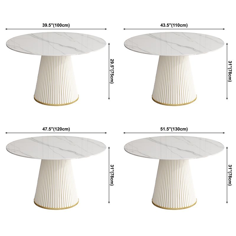 Stenen tafel in eigentijdse stijl, rond voetstuk, informele eettafel voor thuis