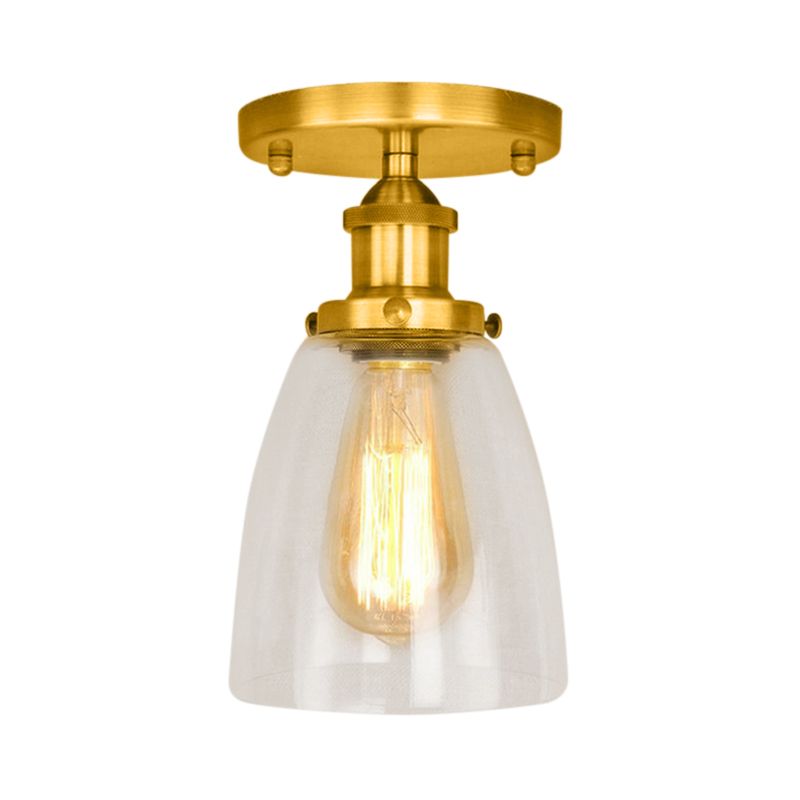 Luminaires de plafond à une ampoule, cône industriel en verre transparent, éclairage semi-encastré en argent/laiton/rouille