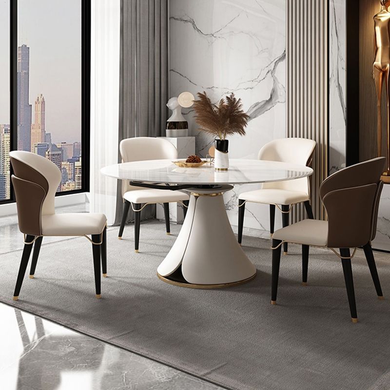 Contemporary Oak Wood Wingback Chair Matte Finish Faux Leather Chair with Black Legs