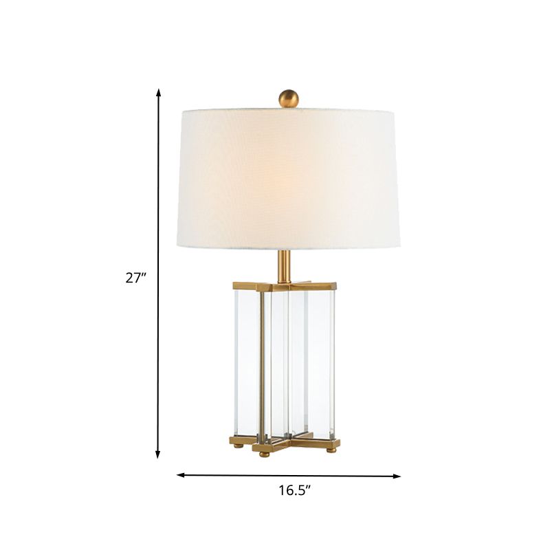 Tapered Drum Nightstand Lamp Modernism Fabric 1 Head Reading Book Light in Gold