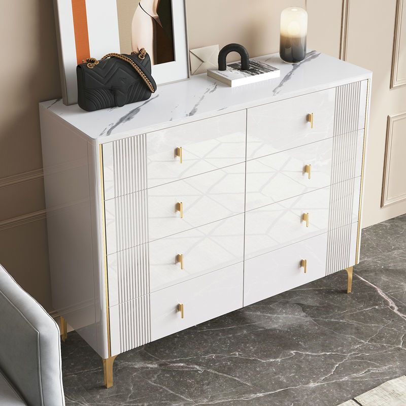 Classic Glam Double Dresser Stone Horizontal Storage Chest with Drawers for Bedroom