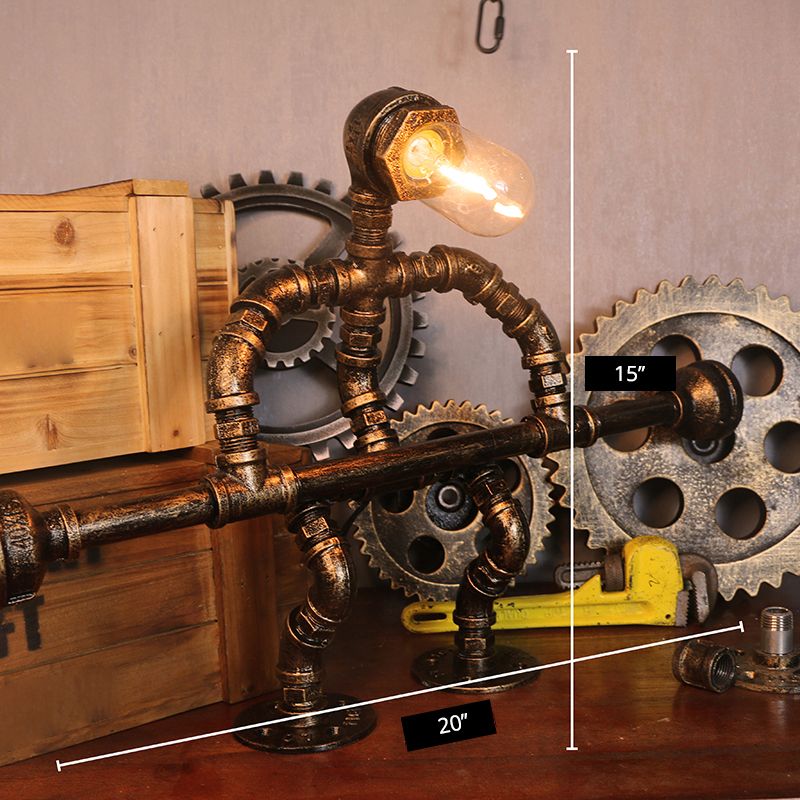 Mesa de bronce de metal con tubo de agua ligera creativa de estilo steampunk lámpara de noche de estilo steampunk