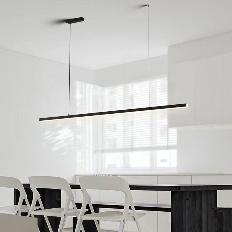 Minimalism Hanging Light Black Linear Island Light Fixture for Dining Room