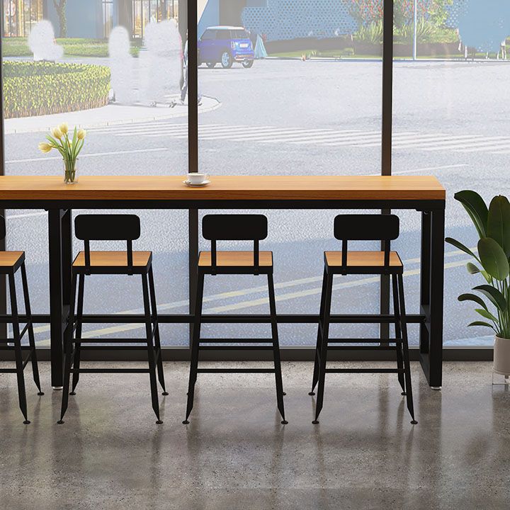 Industrial Table and Stool Set 1/4/7 Pcs Solid Wood Bar Table with Iron Base Stools
