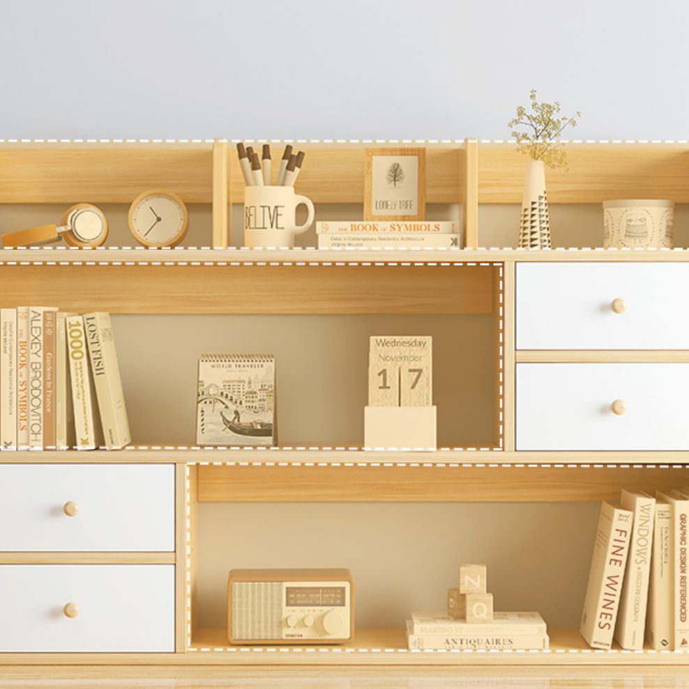 Modern Style Bookshelf Open Back Engineer Wood Bookcase for Home Office