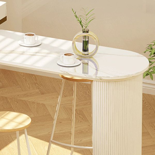 Modern Indoor Bar Height Table Double Pedestal Stone Bistro Accent Dining Table