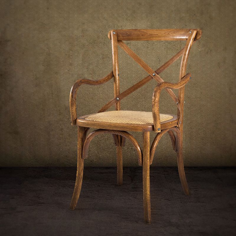 Chaises de salle à manger en bois de ferme, fauteuil latéral arrière croisé pour Restaurant
