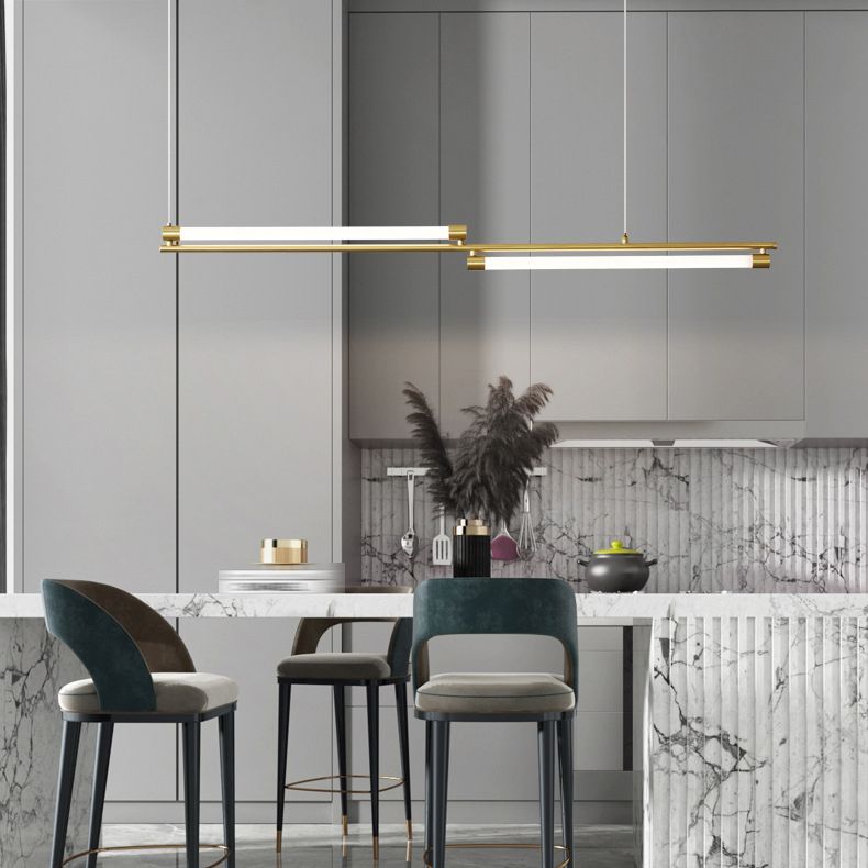 Brass LED Hanging Lamps Minimalism Island Light Fixture for Dining Room