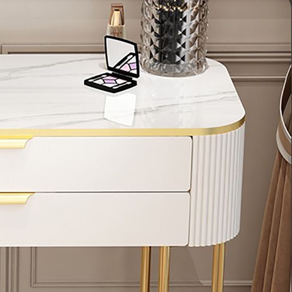 Glam Style Vanity Dressing Table with 2 Drawers and Stone Top