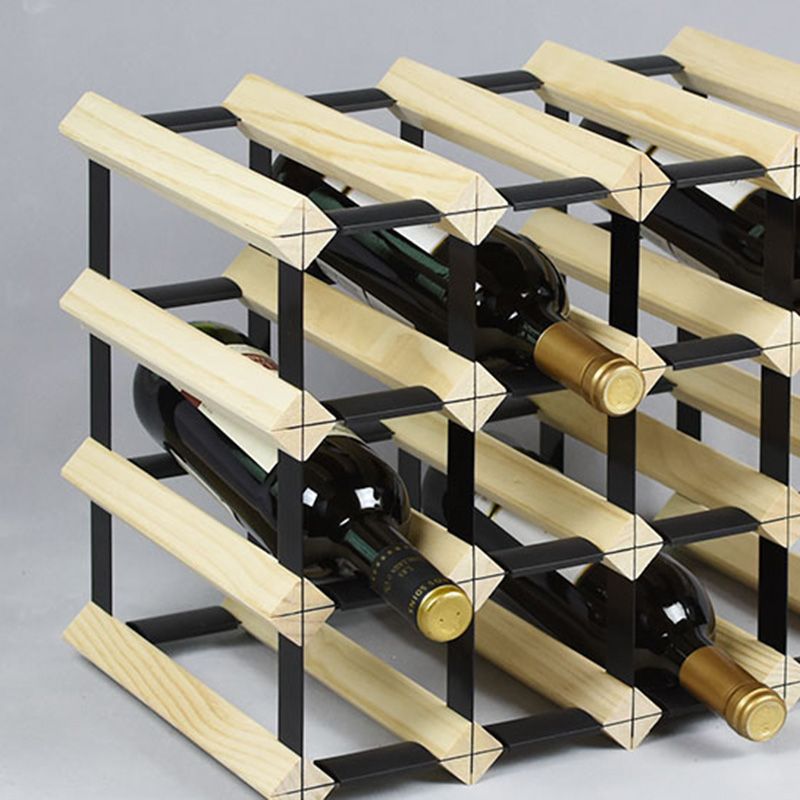 Pine Countertop Wine Bottle Holder Modern Bottle Holder in Natural Wood
