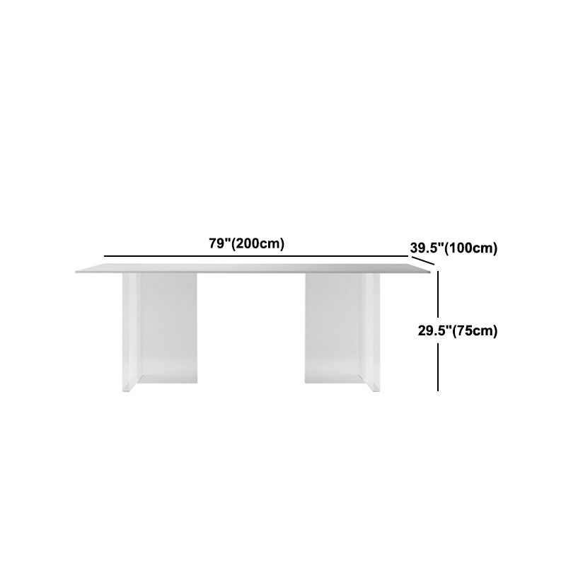 Rectangle White Top Dining Table Modern Acrylic Base Table for Kitchen