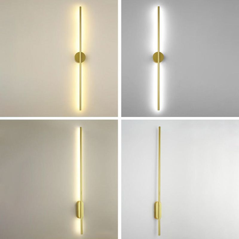 Zeitgenössische lineare Wand montierte Beleuchtung Metallische Wandmontagelampe für Wohnzimmer