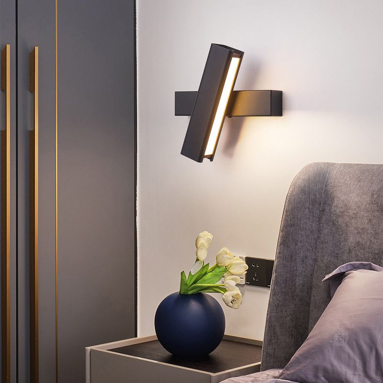 350° Rotatable Rectangular LED Wall Lamp 7.5" Wide Nordic Simplicity Style Metal Sconce Light with Independent switch