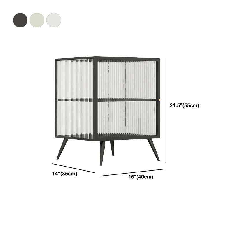 21.7" H Accent Table Nightstand Glass and Metal Nightstand Shelving