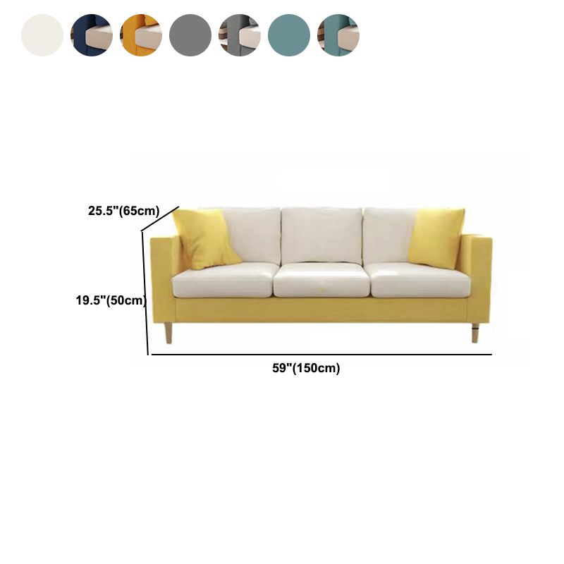 Modern Cushions Standard Square Arm Living Room Linen Stationary Sofa
