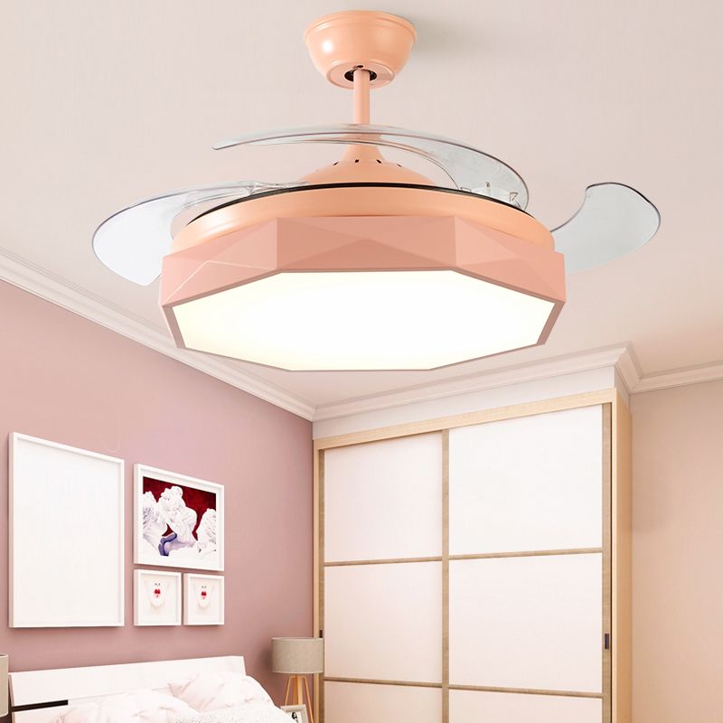 Modern Fan Light Minimalist Metal LED Semi-Flush Mount Ceiling Light for Living Room
