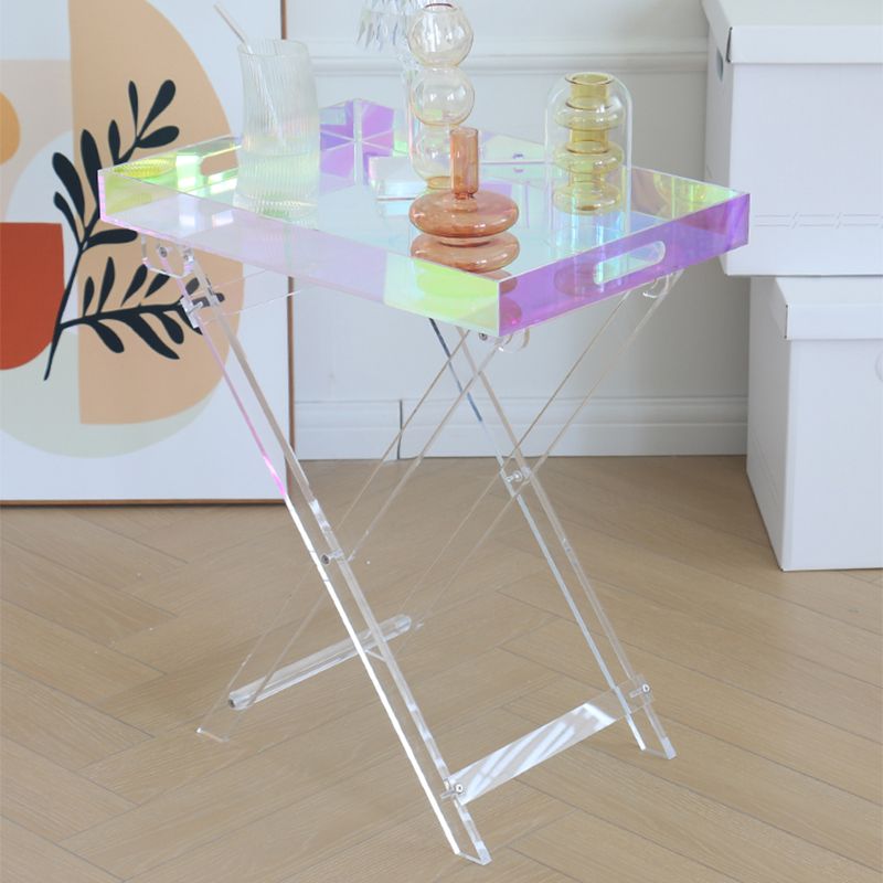 Cross Legs Side Table Acrylic Round/Rectangular Sofa Side Accent Table