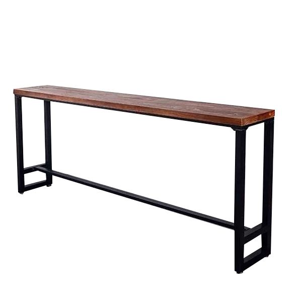 Industrial Rectangle Bistro Bar Desk Pine Solid Wood Bistro Table with Footrest