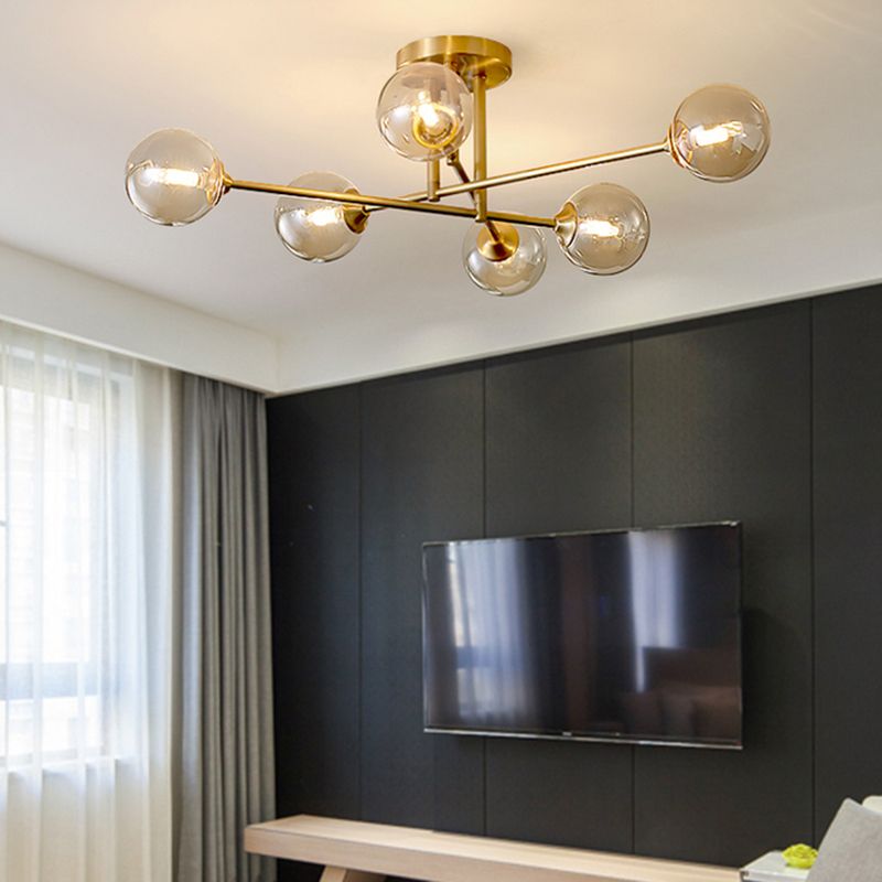 Nordic Style Golden Ceiling Lamp Glass Shade Ceiling Light for Living Room