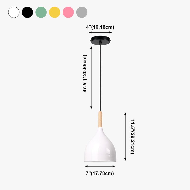 Moderne stijl kom tint hangend licht aluminium 1 lichte hangende lamp voor slaapkamer