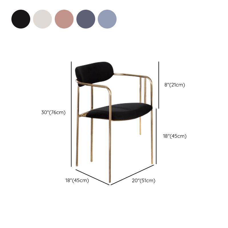 Glam Dining Arm Chair Velvet Dining Room Gold Legs Side Chair