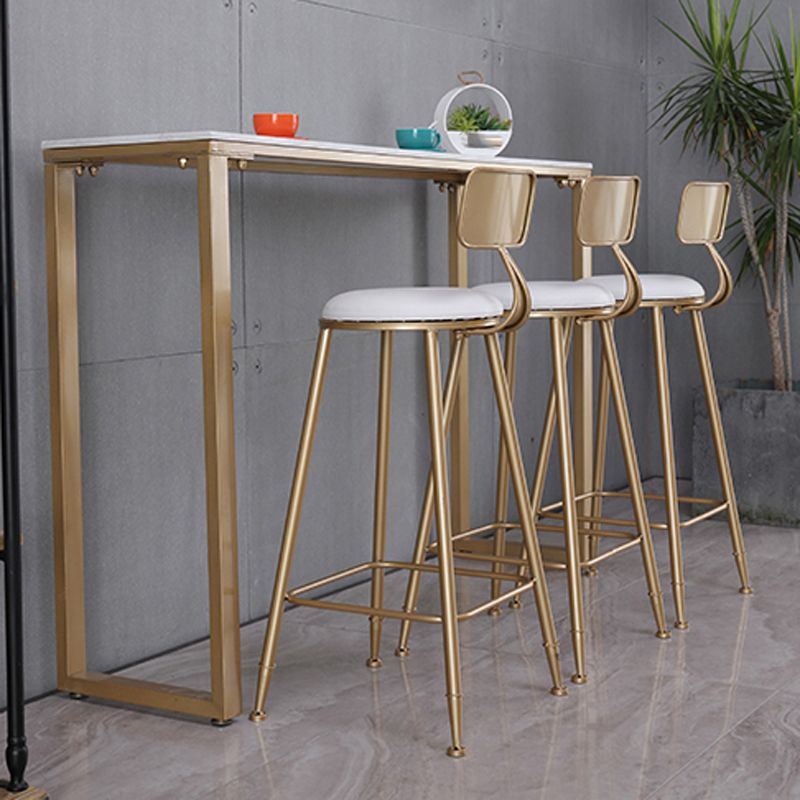 Glam Indoor 1/2/3/4/9 Pub Dining Set Pieces Rectangle White Marble Bistro Set