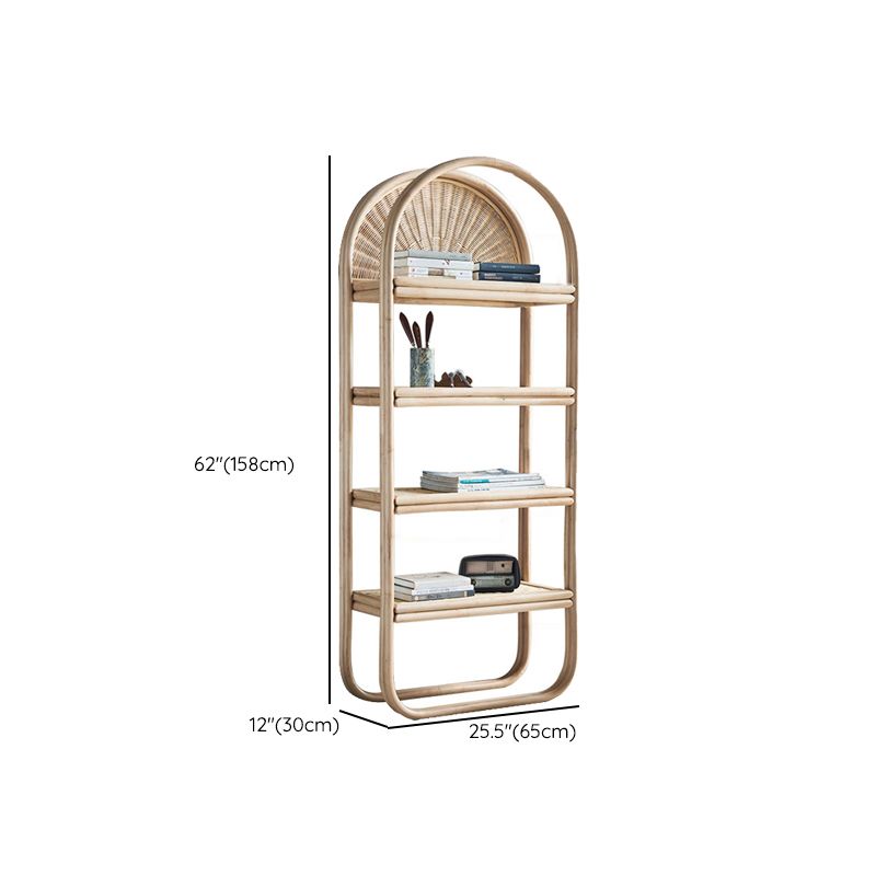 Modern Vertical Bamboo Bookshelf Closed Back Natural Shelf Bookcase for Bedroom