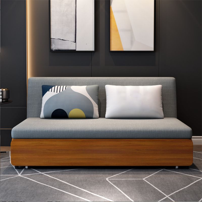 1/2-Seat Linen & Wood Folding Sofa 2 Pillows Sofa Bed with Storage
