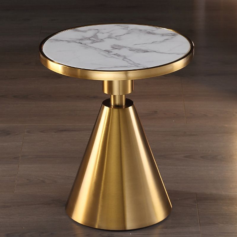 Glam Round Faux Marble Top End Table Black/White Sofa Side End Table