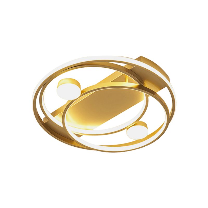 16"/19.5" Dia Metal Halo Ring Flush Lighting Simple LED Flush Mount Fixture in Black/Gold for Bedroom, White/Warm Light