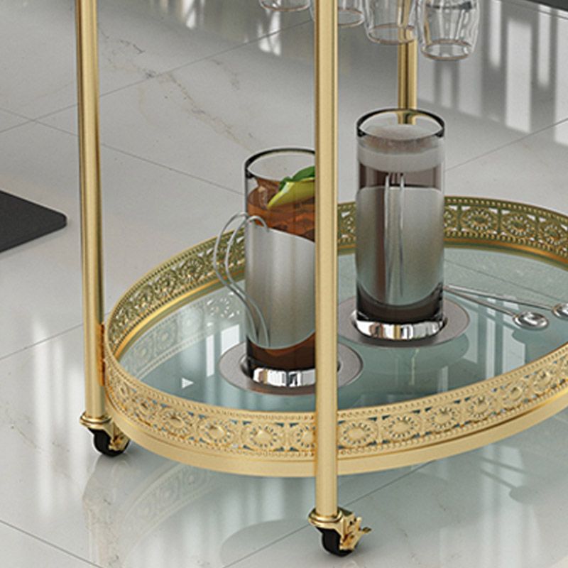 Modern Open Storage Prep Table Oval Dining Room Kitchen Trolley