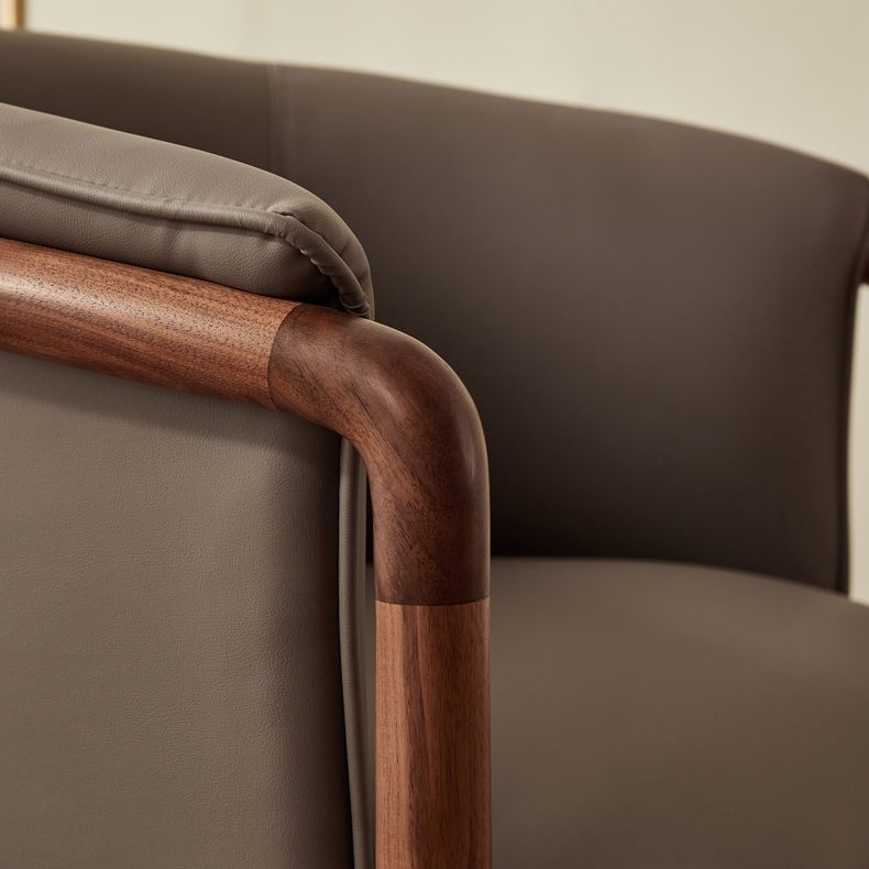Modern Style Dining Chair Leather Wooden Base Arm Chair for Home Use