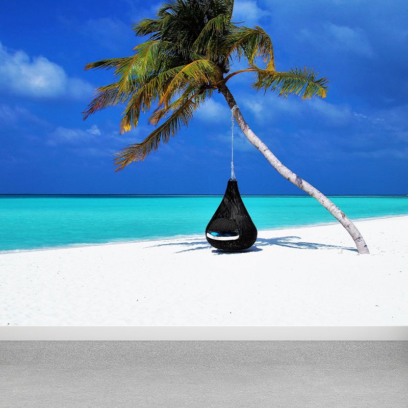 Large Tropical Scenery with Palm Trees Contemporary Style Decorating Wall Art