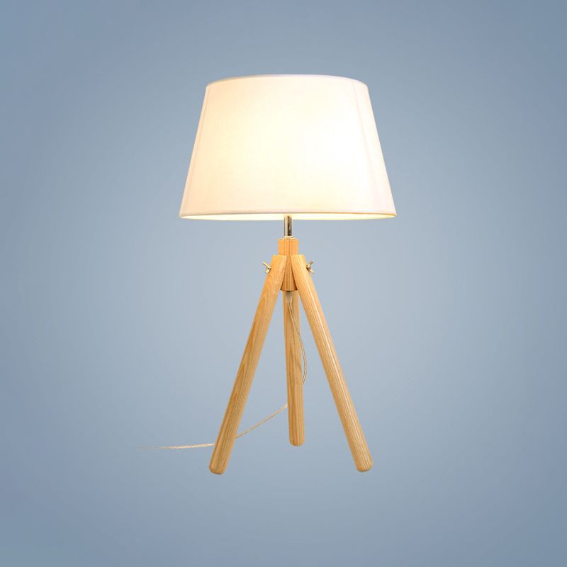 1 tête de salle à manger lampe de bureau gris / blanc / lin de table de lin moderne avec une large teinte en tissu poussée