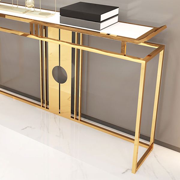 Glam Console Table Marble Accent Table in Gold for Hall , 12 Inch Wide
