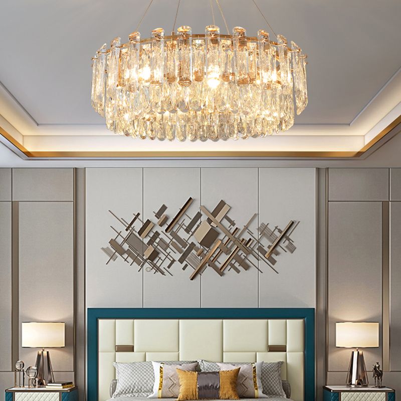 Round Shade Chandelier Lighting Modern Style Crystal Pendant Light for Dining Room