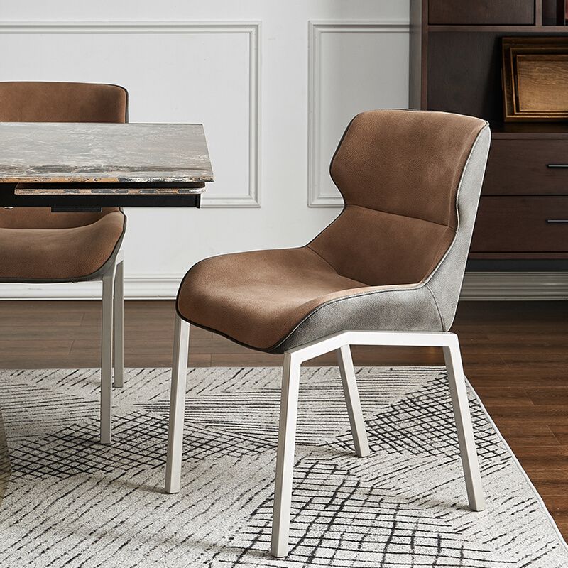 Modern Style Parsons Side Chair Indoor Dining Chair with Metal Base