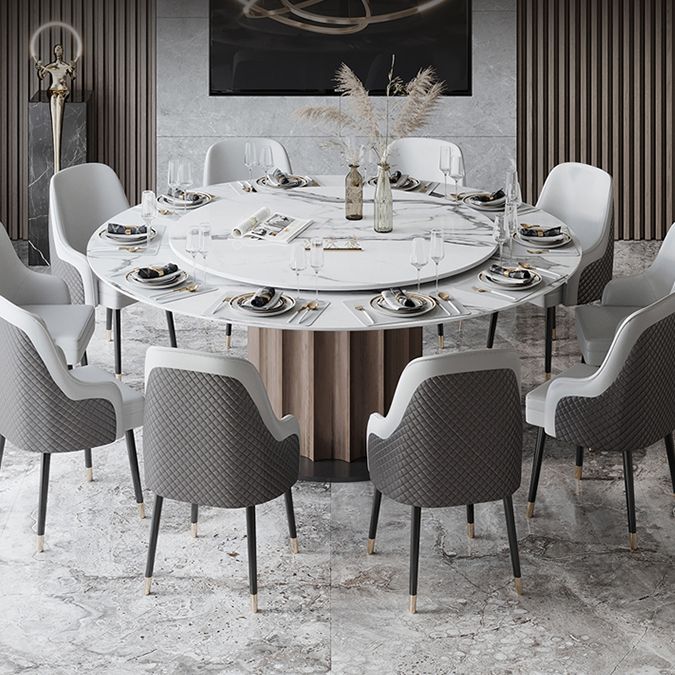 Round Pedestal Dining Table Traditional Luxury Furniture with Turntable