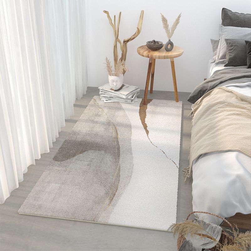Grey Modern Area Carpet Color Block Polyester Area Rug Stain Resistant Rug for Bedroom