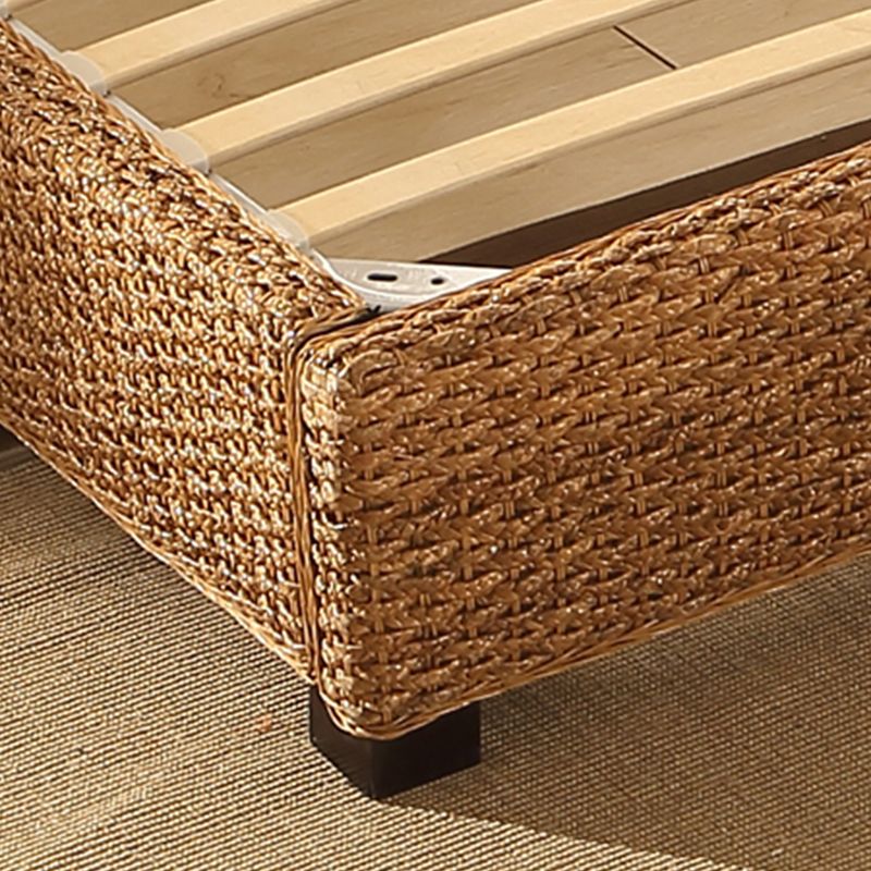 Tropical Rattan Standard Bed with Headboard Bed and Beech Legs