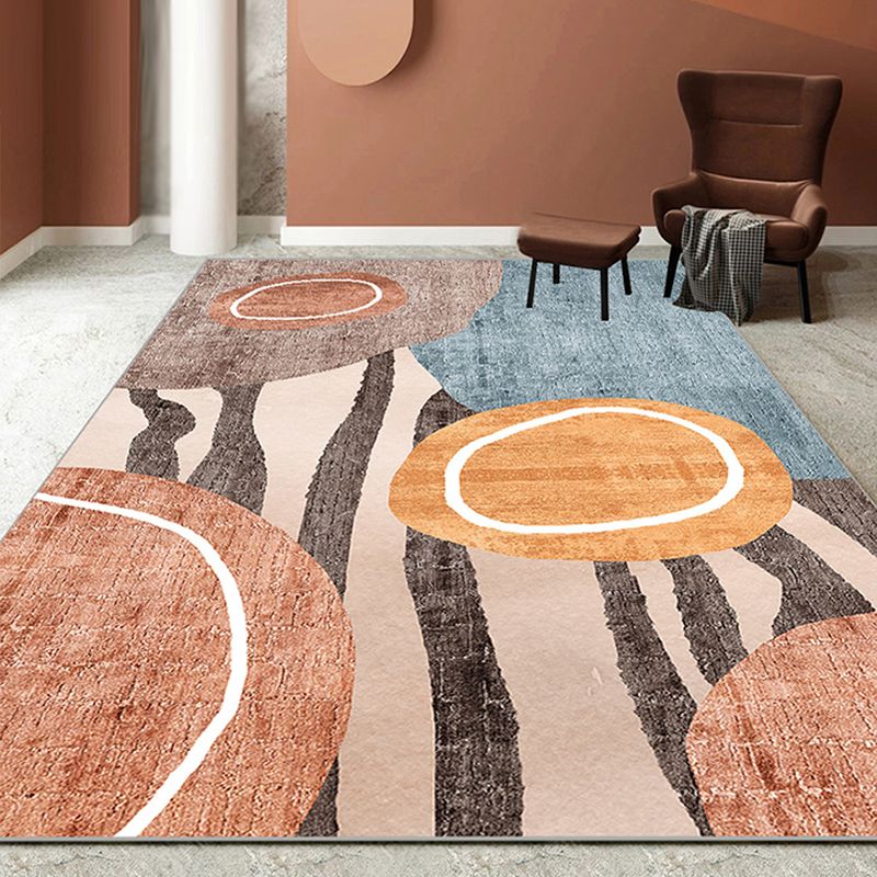 Tapis lavable de tapis en polyester à tapis à moquette orange pour le salon