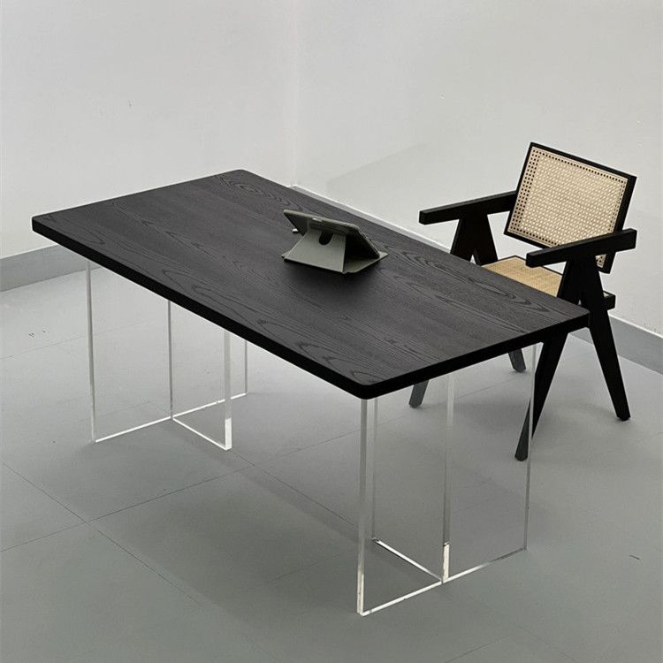 Contemporary Solid Wood Furniture 1/2/5 Pcs Dining Room Table Set in Black