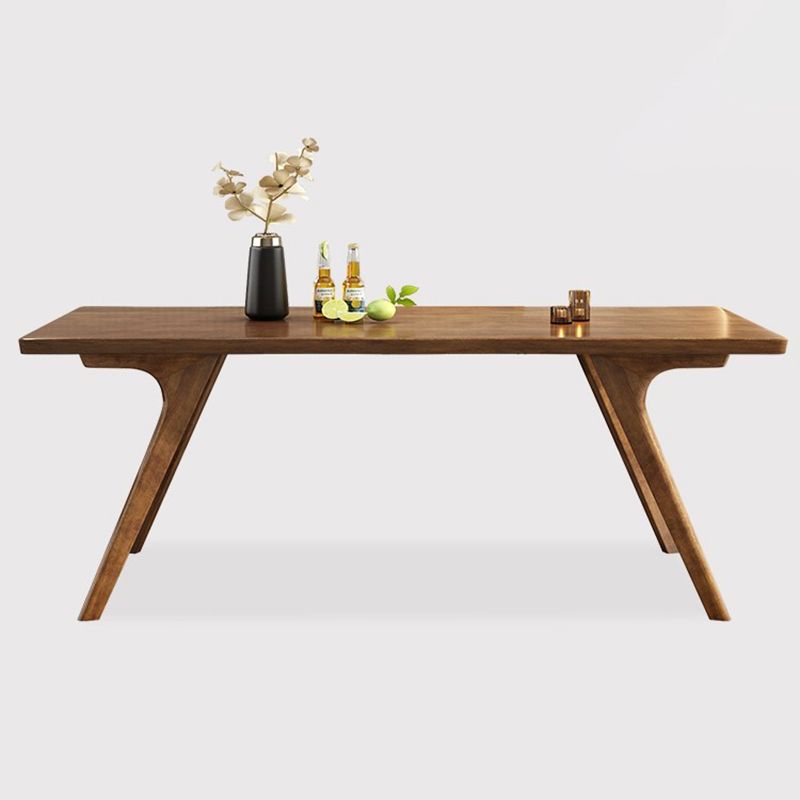 Brown Solid Wood Contemporary Dining Table Set 1/4/5/7 Pcs Dinette Set for Home