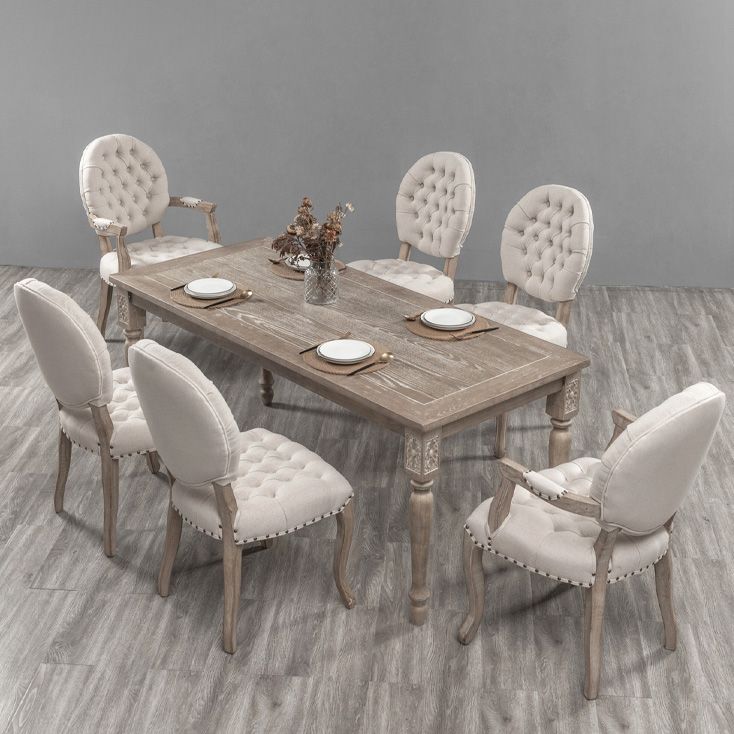 Chaise de salle à manger en bois de ferme, fauteuil rembourré avec 4 pieds gris pour salle à manger