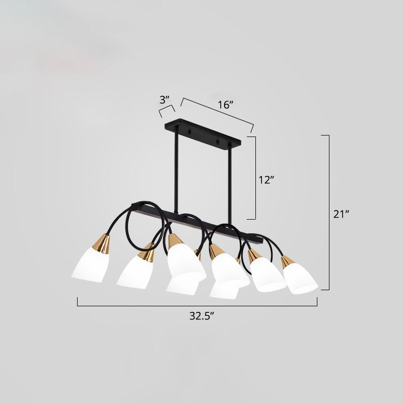 White Glass Tulip Suspension Light Modernist Island Ceiling Light for Dining Room