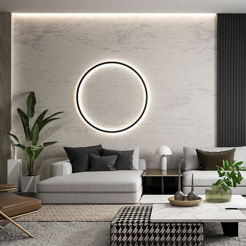 Circular Wall Light Fixture Modern Metal 1 Light Wall Sconce in Black