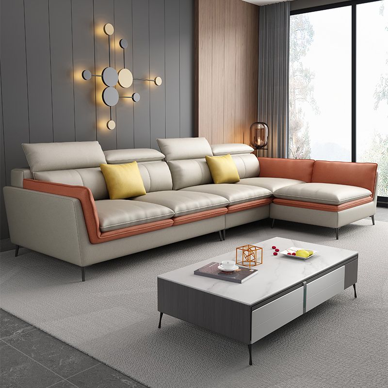 133.86" W √ó 70.87" D √ó 37.40" H L-Shape Faux Leather High Back Flared Arm Sectional