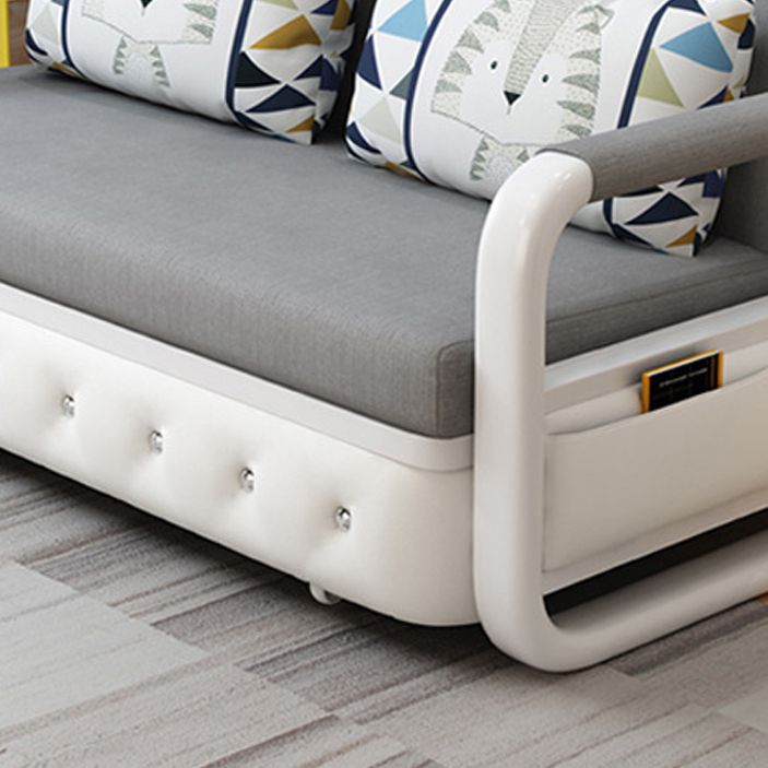 Full 35.43" Wide Linen Convertible Sleeper Sofa with Magazine Storage in Grey